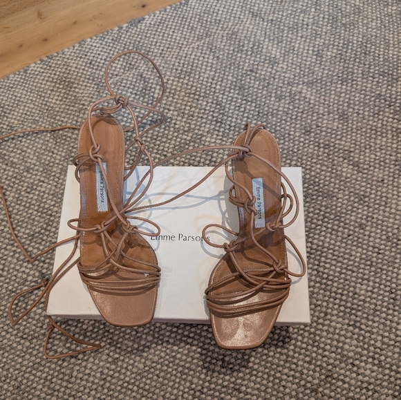 Emme Parsons Festa Heel | nude Leather Strappy Sandals | Designer Heels 37.5 - Picture 3 of 5